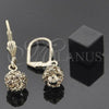 Oro Laminado Dangle Earring, Gold Filled Style Ball Design, with White Crystal, Polished, Golden Finish, 5.120.011
