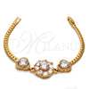 Oro Laminado Fancy Bracelet, Gold Filled Style Flower Design, with White Cubic Zirconia, Polished, Golden Finish, 26.01 (7 Inches Length)