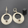 Oro Laminado Dangle Earring, Gold Filled Style with White Cubic Zirconia, Polished, Golden Finish, 60.008