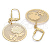 Oro Laminado Dangle Earring, Gold Filled Style Flower Design, Polished, Golden Finish, 69.012