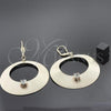 Oro Laminado Dangle Earring, Gold Filled Style with White Cubic Zirconia, Polished, Golden Finish, 02.64.0063
