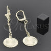 Oro Laminado Long Earring, Gold Filled Style with White Cubic Zirconia, Polished, Golden Finish, 02.63.1285