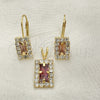 Oro Laminado Earring and Pendant Adult Set, Gold Filled Style with White Cubic Zirconia, Polished, Golden Finish, 5.057.015