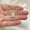 Oro Laminado Earring and Pendant Adult Set, Gold Filled Style with Champagne and White Cubic Zirconia, Polished, Golden Finish, 5.057.014.1