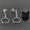 Oro Laminado Long Earring, Gold Filled Style Star Design, with White Cubic Zirconia, Polished, Golden Finish, 95.003