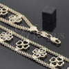 Oro Laminado Fancy Bracelet, Gold Filled Style Flower Design, with White Crystal, Polished, Golden Finish, 25.003 (25 MM Thickness, 8 Inches Length)