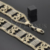 Oro Laminado Fancy Bracelet, Gold Filled Style Bow Design, with White Crystal, Polished, Golden Finish, 24.003 (25 MM Thickness, 8 Inches Length)