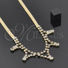 Oro Laminado Fancy Necklace, Gold Filled Style with White Cubic Zirconia, Polished, Golden Finish, 5.011.004 (0.50 Gauge, 04 MM Thickness, 22 Inches Length)
