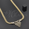 Oro Laminado Fancy Necklace, Gold Filled Style with White Cubic Zirconia, Polished, Golden Finish, 5.011.005 (20 Inches Length)