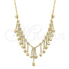 Oro Laminado Fancy Necklace, Gold Filled Style Heart and Love Design, Polished, Golden Finish, 5.011.007 (20 Inches Length)