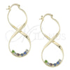 Oro Laminado Medium Hoop, Gold Filled Style with Multicolor Cubic Zirconia, Polished, Golden Finish, 5.141.016