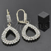Oro Laminado Dangle Earring, Gold Filled Style Teardrop Design, with White Cubic Zirconia, Polished, Golden Finish, 5.097.010