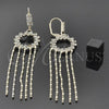 Oro Laminado Long Earring, Gold Filled Style with White Cubic Zirconia, Polished, Golden Finish, 02.51.0017