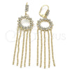 Oro Laminado Long Earring, Gold Filled Style with White Cubic Zirconia, Polished, Golden Finish, 02.51.0017