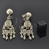 Oro Laminado Chandelier Earring, Gold Filled Style with White Cubic Zirconia, Diamond Cutting Finish, Golden Finish, 5.097.012.1
