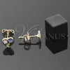 Oro Laminado Stud Earring, Gold Filled Style Heart Design, Enamel Finish, Golden Finish, 5.126.087 *PROMO*