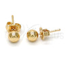 Oro Laminado Stud Earring, Gold Filled Style Ball Design, Polished, Golden Finish, 5.128.009
