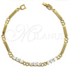 Oro Laminado Tennis Bracelet, Gold Filled Style with White Cubic Zirconia, Polished, Golden Finish, 03.63.0218 (05 MM Thickness, 7 Inches Length)