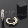 Oro Laminado Huggie Hoop, Gold Filled Style with White Cubic Zirconia, Polished, Golden Finish, 5.131.035