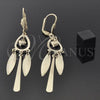 Oro Laminado Chandelier Earring, Gold Filled Style Heart and Teardrop Design, Polished, Golden Finish, 02.63.0611