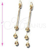 Oro Laminado Long Earring, Gold Filled Style Diamond Cutting Finish, Golden Finish, 02.63.0621