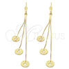 Oro Laminado Long Earring, Gold Filled Style Diamond Cutting Finish, Golden Finish, 02.63.0621