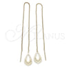 Oro Laminado Threader Earring, Gold Filled Style Leaf Design, Polished, Golden Finish, 02.63.0637