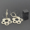 Oro Laminado Dangle Earring, Gold Filled Style Flower Design, Polished, Golden Finish, 5.091.010