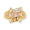 Oro Laminado Multi Stone Ring, Gold Filled Style Baguette Design, with Multicolor and White Cubic Zirconia, Polished, Golden Finish, 5.172.004.07 (Size 7)