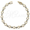 Oro Laminado Tennis Bracelet, Gold Filled Style Flower Design, with White Cubic Zirconia, Polished, Golden Finish, 5.023.012 (06 MM Thickness, 8 Inches Length)
