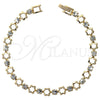 Oro Laminado Tennis Bracelet, Gold Filled Style Flower Design, with White Cubic Zirconia, Polished, Golden Finish, 5.023.012 (06 MM Thickness, 8 Inches Length)