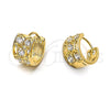 Oro Laminado Huggie Hoop, Gold Filled Style with White Cubic Zirconia, Polished, Golden Finish, 5.132.003