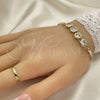 Oro Laminado Tennis Bracelet, Gold Filled Style Flower Design, with White Cubic Zirconia, Polished, Golden Finish, 5.026.003 (10 MM Thickness, 8 Inches Length)