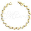 Oro Laminado Fancy Bracelet, Gold Filled Style Leaf Design, with White Cubic Zirconia, Polished, Golden Finish, 5.026.016