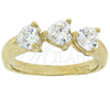 Oro Laminado Multi Stone Ring, Gold Filled Style Heart Design, with White Cubic Zirconia, Polished, Golden Finish, 5.165.024.06 (Size 6)