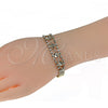 Oro Laminado Fancy Bracelet, Gold Filled Style with White Cubic Zirconia, Polished, Golden Finish, 5.022.009 (13 MM Thickness, 8 Inches Length)