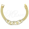 Oro Laminado Fancy Bracelet, Gold Filled Style with White Cubic Zirconia, Polished, Golden Finish, 5.022.009 (13 MM Thickness, 8 Inches Length)