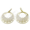 Oro Laminado Dangle Earring, Gold Filled Style Leaf Design, Polished, Golden Finish, 5.077.001