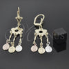 Oro Laminado Chandelier Earring, Gold Filled Style Guadalupe and Flower Design, Polished, Tricolor, 02.63.2280
