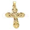 Oro Laminado Religious Pendant, Gold Filled Style Crucifix Design, Polished, Golden Finish, 5.192.024