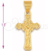 Oro Laminado Religious Pendant, Gold Filled Style Crucifix Design, Polished, Golden Finish, 5.191.019