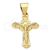 Oro Laminado Religious Pendant, Gold Filled Style Crucifix Design, Polished, Golden Finish, 5.191.019