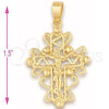 Oro Laminado Religious Pendant, Gold Filled Style Crucifix Design, Polished, Golden Finish, 5.188.002