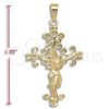 Oro Laminado Religious Pendant, Gold Filled Style Crucifix Design, Polished, Golden Finish, 5.188.013