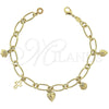 Oro Laminado Charm Bracelet, Gold Filled Style Polished, Golden Finish, 5.022.004 (8 Inches Length)
