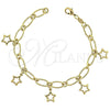 Oro Laminado Charm Bracelet, Gold Filled Style Star Design, Polished, Golden Finish, 5.021.003 (08 MM Thickness, 8 Inches Length)