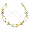Oro Laminado Fancy Bracelet, Gold Filled Style Ball Design, Polished, Golden Finish, 5.005.010 (0.35 Gauge, 10 MM Thickness, 7 Inches Length)