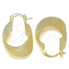 Oro Laminado Small Hoop, Gold Filled Style Twist Design, Diamond Cutting Finish, Golden Finish, 5.147.035.20