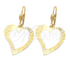 Oro Laminado Dangle Earring, Gold Filled Style Heart Design, Polished, Golden Finish, 02.63.0996