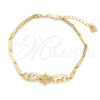 Oro Laminado Fancy Bracelet, Gold Filled Style Flower Design, Diamond Cutting Finish, Golden Finish, 5.025.005 (7 Inches Length)